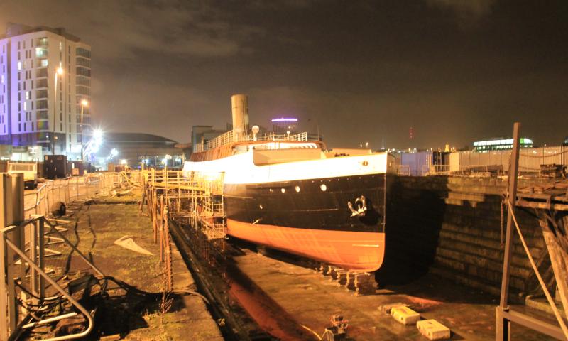 SS Nomadic - starboard facing, undergoing restoration