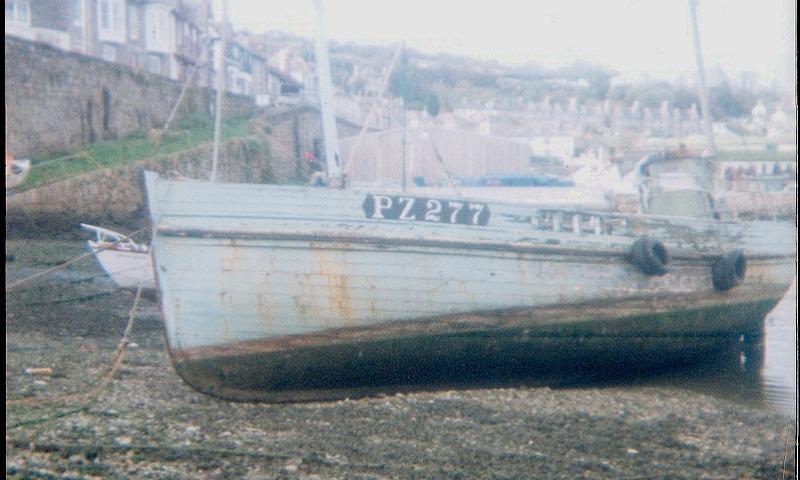 PIONEER - lying at Newlyn in 1991. Port side.