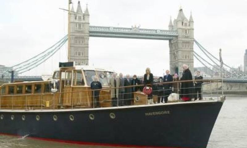 Havengore by Tower Bridge - starboard bow