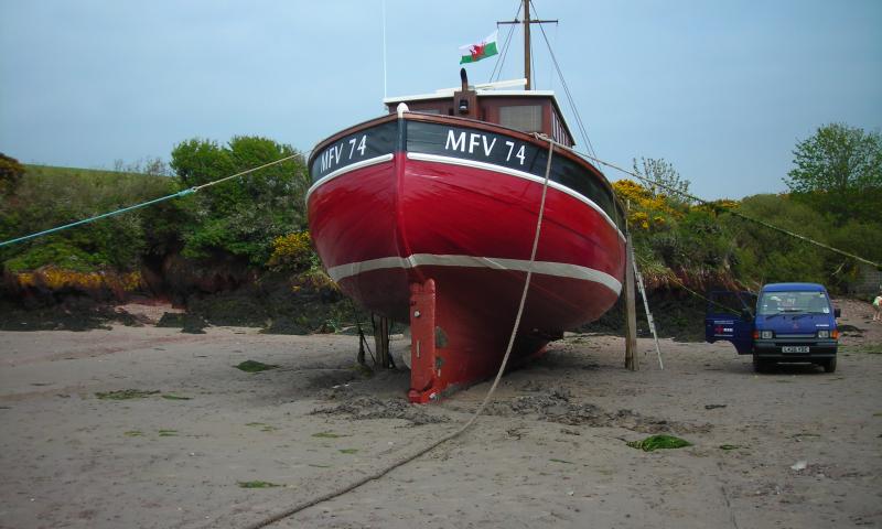 MFV 74 out the water - stern view