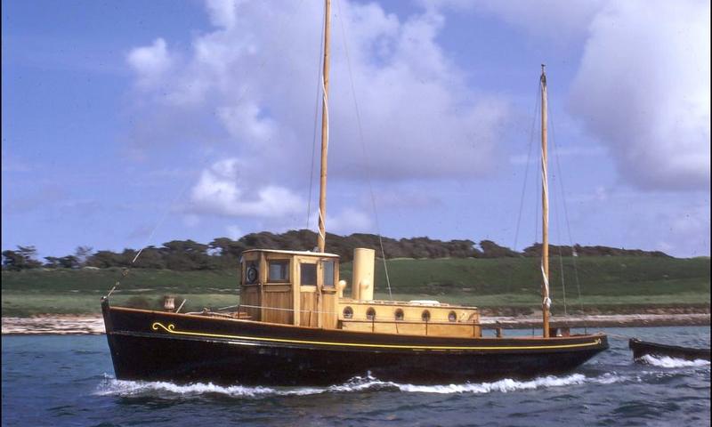 Soleil d'Or - port side, under way when she was in the Isles of Scilly (1956-1979) and owned by the proprietor of the island of Tresco