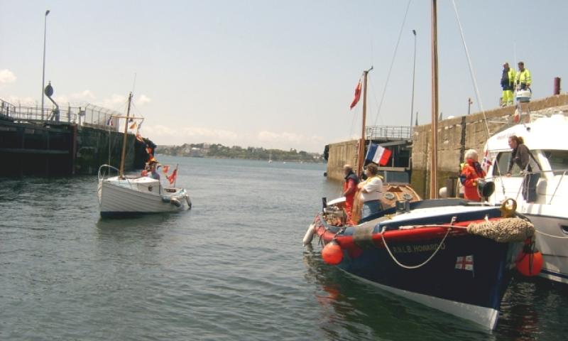 Howard D - with DIANA (no 1563) entering the lock at St Malo, June 2010 as part of the 70th anniversary celebrations of the evacuation of British troops by small boats from Jersey
