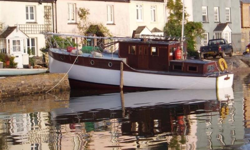 Zaire - port side view, moored at Dittisham
