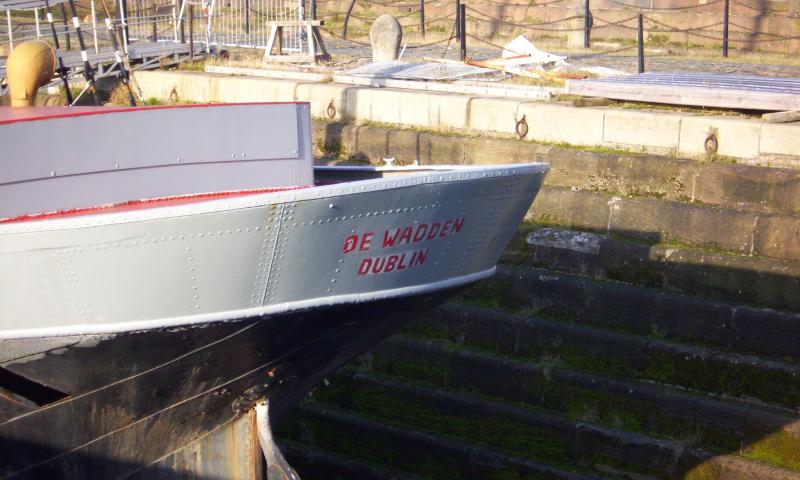 stern view, in dry dock