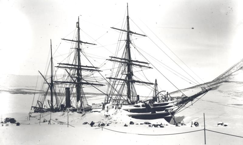 The Discovery locked in ice