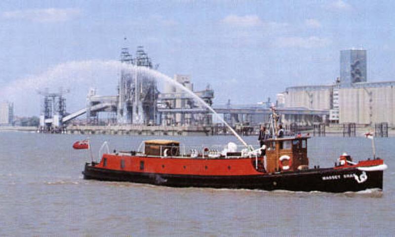 Massey Shaw with fire pump working - starboard side view