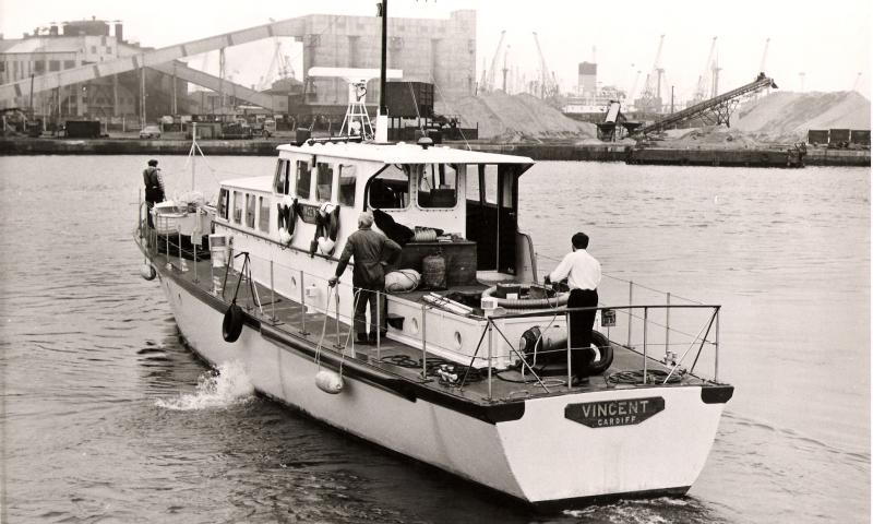 Vincent's stern view, taken prior to her delivery to Cardiff in 1967.