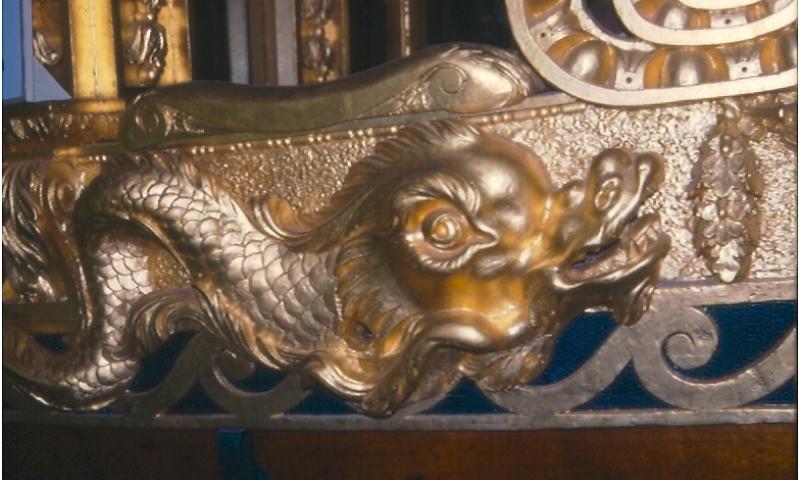 PRINCE FREDERICK'S BARGE - close up of gilt carvings.