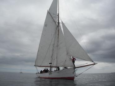 Coryphee at sea, arriving in Cornwall, 2013