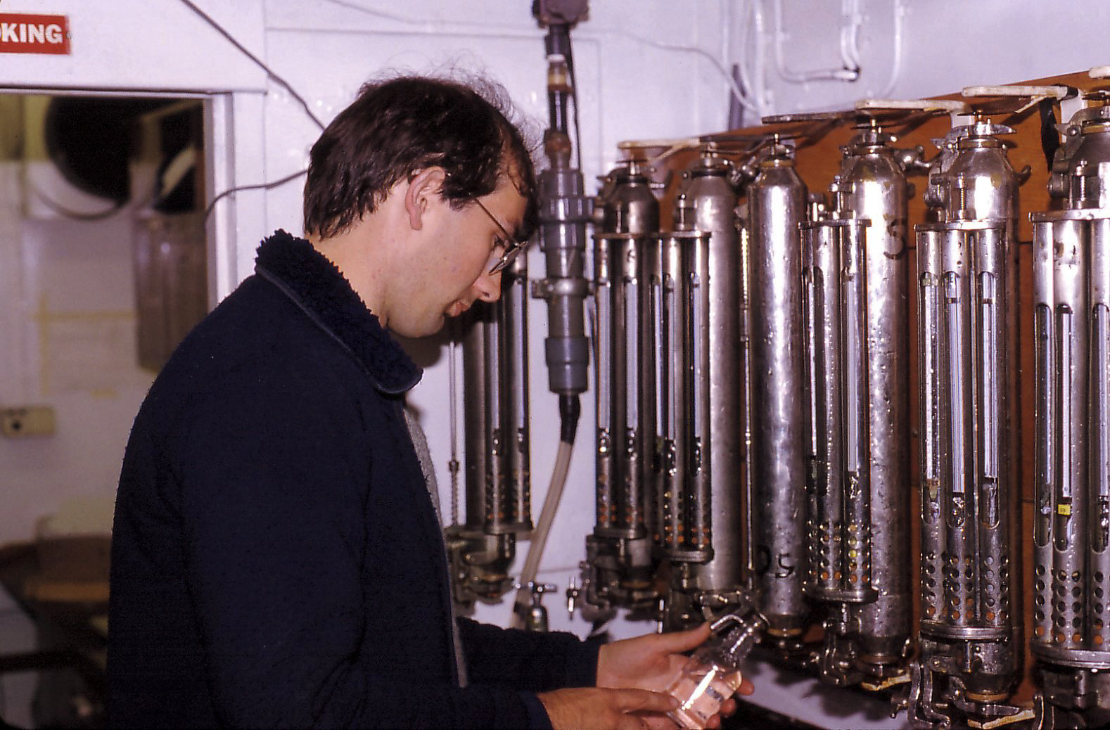 Hydro lab with George Slesser taking samples from reversing water sample bottles (c) G Slesser