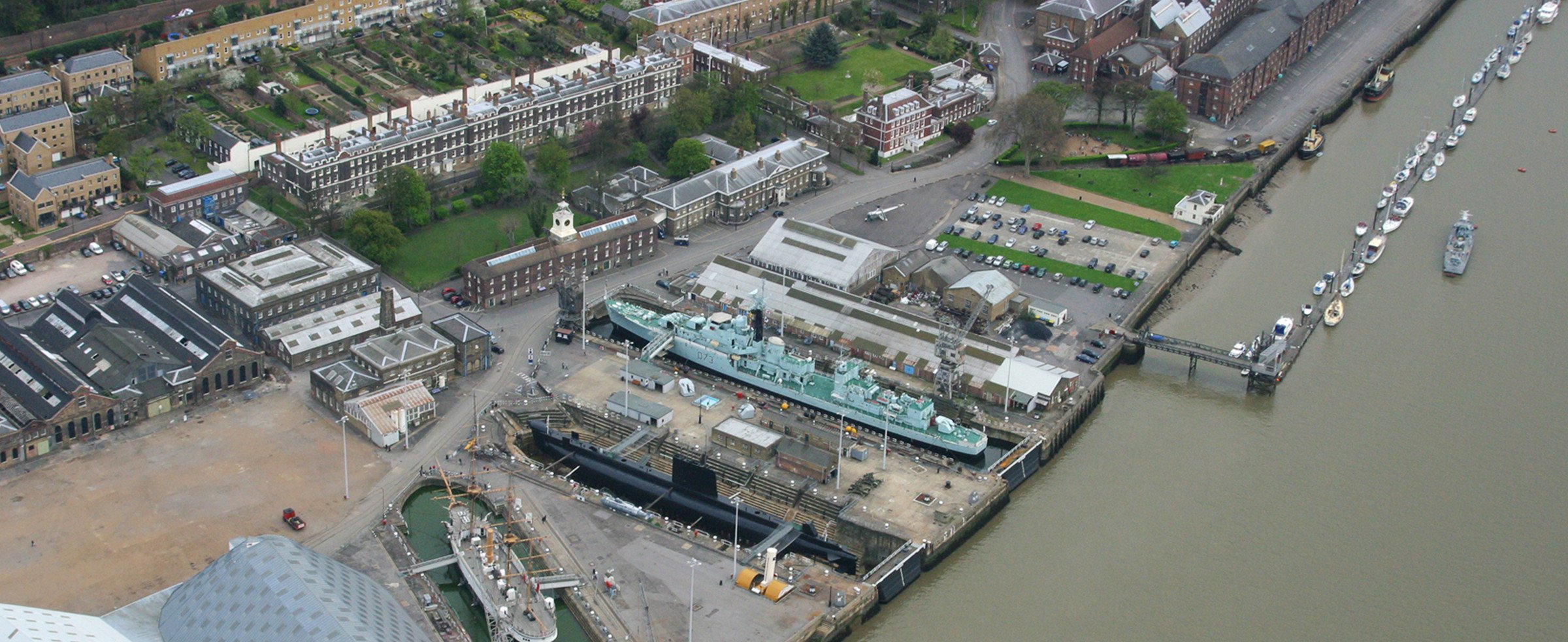 Chatham Historic Dockyard aerial view