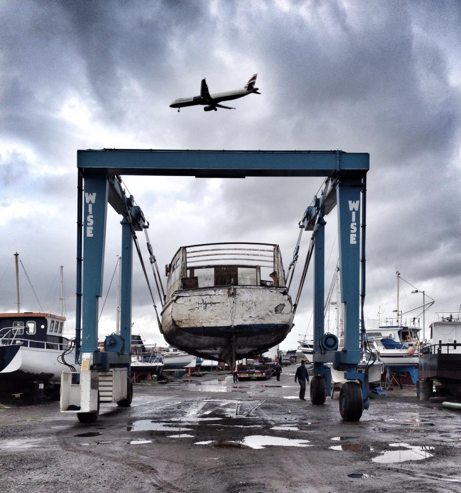 Hoisting Skylark IX for transport to SMM (c) Skylark IX Recovery Trust