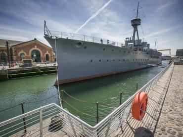 HMS Caroline moored