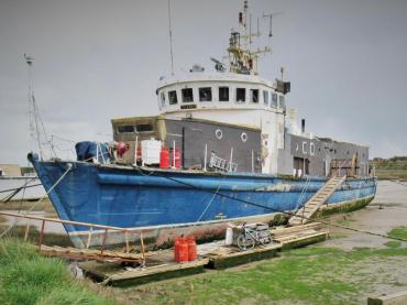 HMS Egeria near Wakering Boatyard, Essex, April 2021