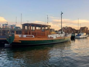 Barbary T in mooring after her refit, 2023