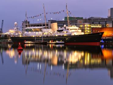 The Royal Yacht Britiannia twilight by David Tomlins