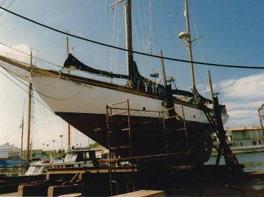 Blue Trout - port side view, in dry dock (Photo comp entry)