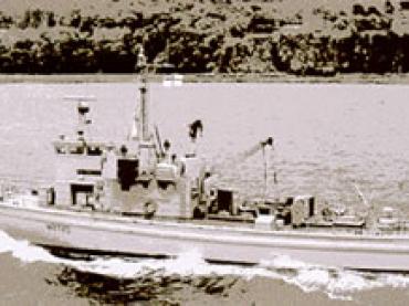WATERWITCH - underway.  Port side.