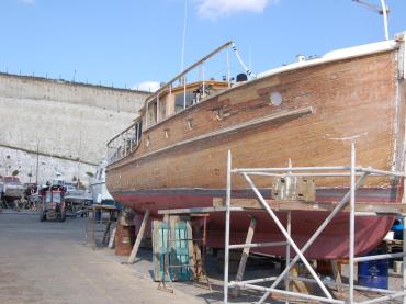 Nerissa out the water - starboard side view