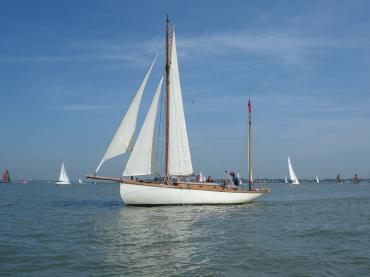 Cormorant - under sail, port side view