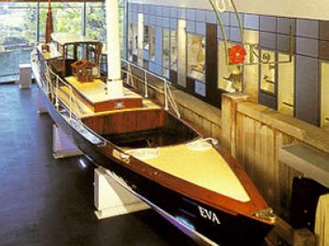 EVA - inside gallery at Rowing Museum, Henley. Bow looking aft.