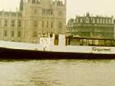 KINGWOOD on Thames outside House of Parliament. Port side.