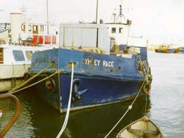 GYPSEY RACE - moored up at Bridlington. Port bow looking aft.