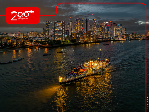 Waverley at Canary Wharf, by Mark Dillen, with Railway 200 overlay