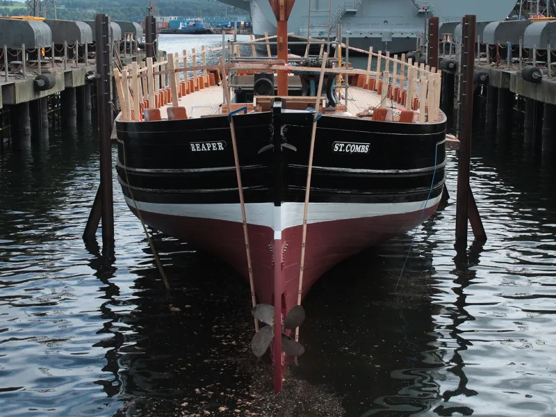 Reaper on the water, stern view
