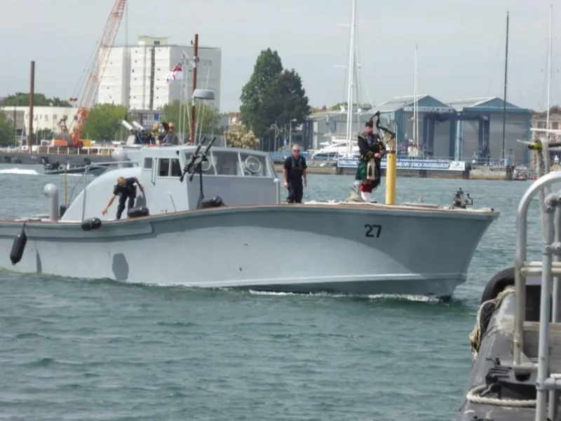 MASB 27 arriving at Portsmouth after restoration for 75th Anniversary of D-Day, 2019