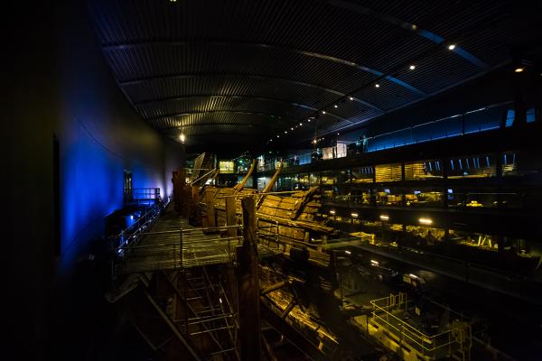 Starboard view of Mary Rose and Context Galleries in museum