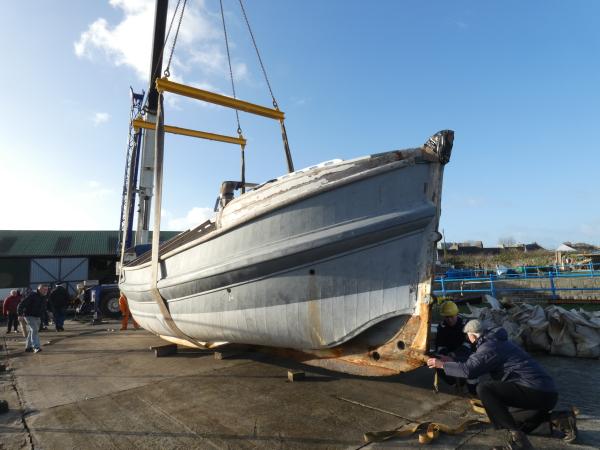 Charterhouse being hoisted - Dec 2019 (c) Charterhouse Returns Trust