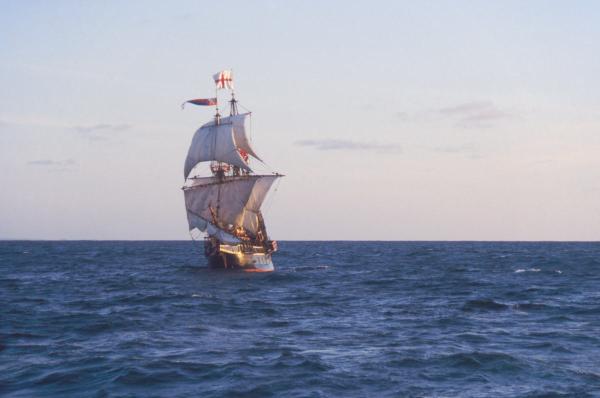 Golden Hinde at sea