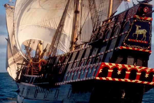 Golden Hinde at sea