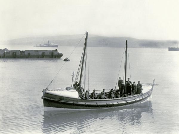 black and white image of lifeboat