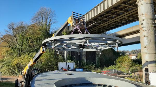 MV Severn Princess' turntable being removed for conservation