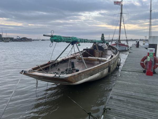 Katrine moored, seen from the stern, December 2025