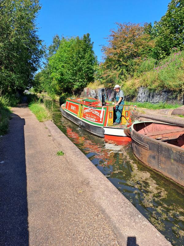 September 2023, at Dudley Port of Stewarts and Lloyd's Tug No 2, towing a BCN day boat