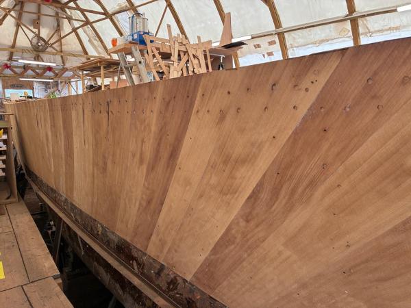 In the boatshed under renovation