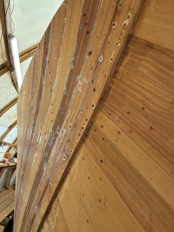 In the boatshed under renovation