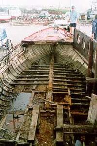 JAMES STEVENS No 14 - after partial removal of deck and superstructure. Looking forward.