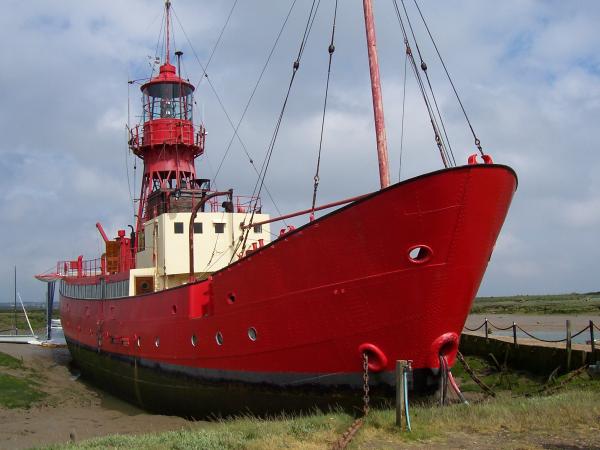 TRINITY - at permanent mooring at Tollesbury. Starboard bow.