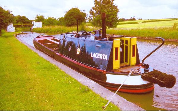 Lacerta alongside - port quarter looking forwards.