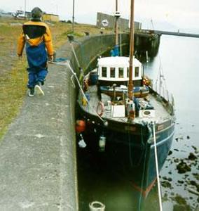 VERONICA - at Ardrossan harbour. Bow looking aft.