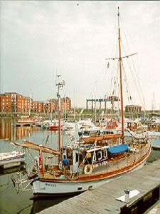 SWN Y MOR - in Preston Dock 1997. Stern from starboard quarter looking forward.