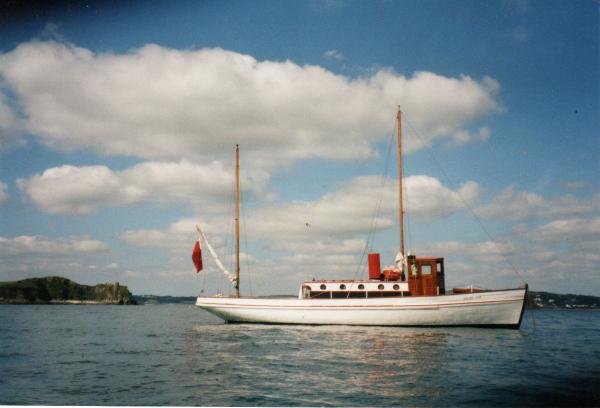 At sea, starboard side view