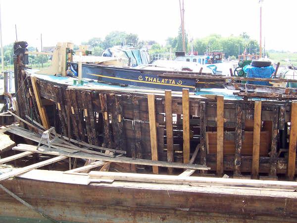 THALATTA under restoration at St Osyth Boatyard