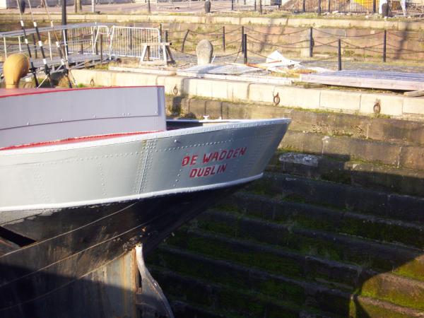 stern view, in dry dock