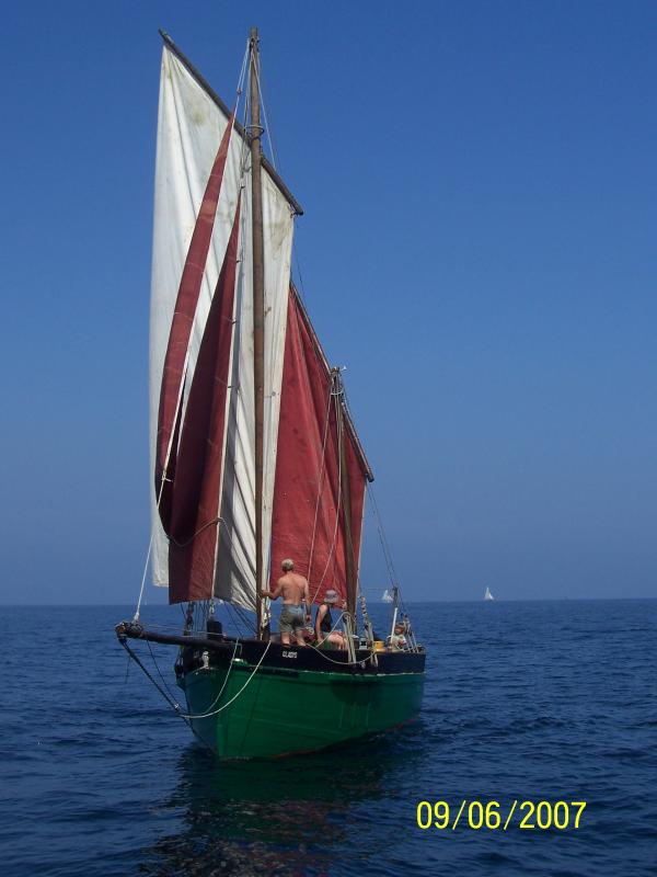 Gladys of Peel - underway at Looe lugger festival