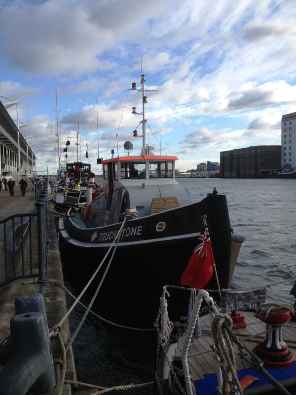 Touchstone - Bow view 2, At London Boat Show 2014